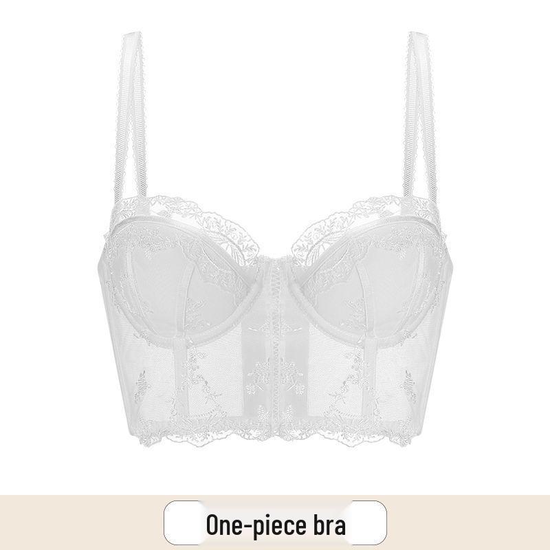 "French Lace Embroidered Vest Bra Set: Enhancing Small Chest, Pure Desire Lingerie"