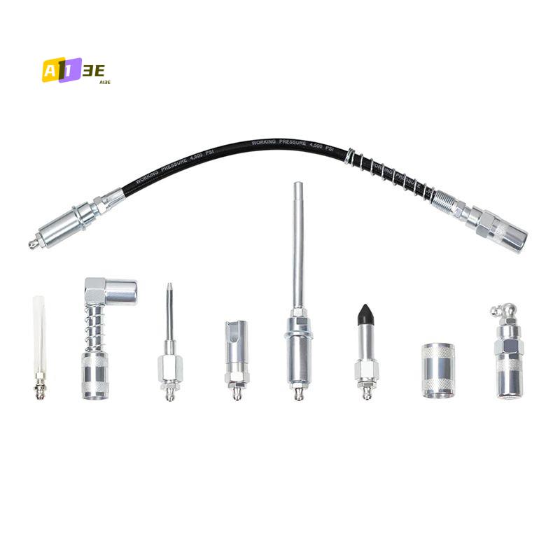 A03E-Tool Grease Tip Small Grease Kit 9-Piece Grease Coupler Kit Quick Connect Grease Fittings Complete Lube Accessories