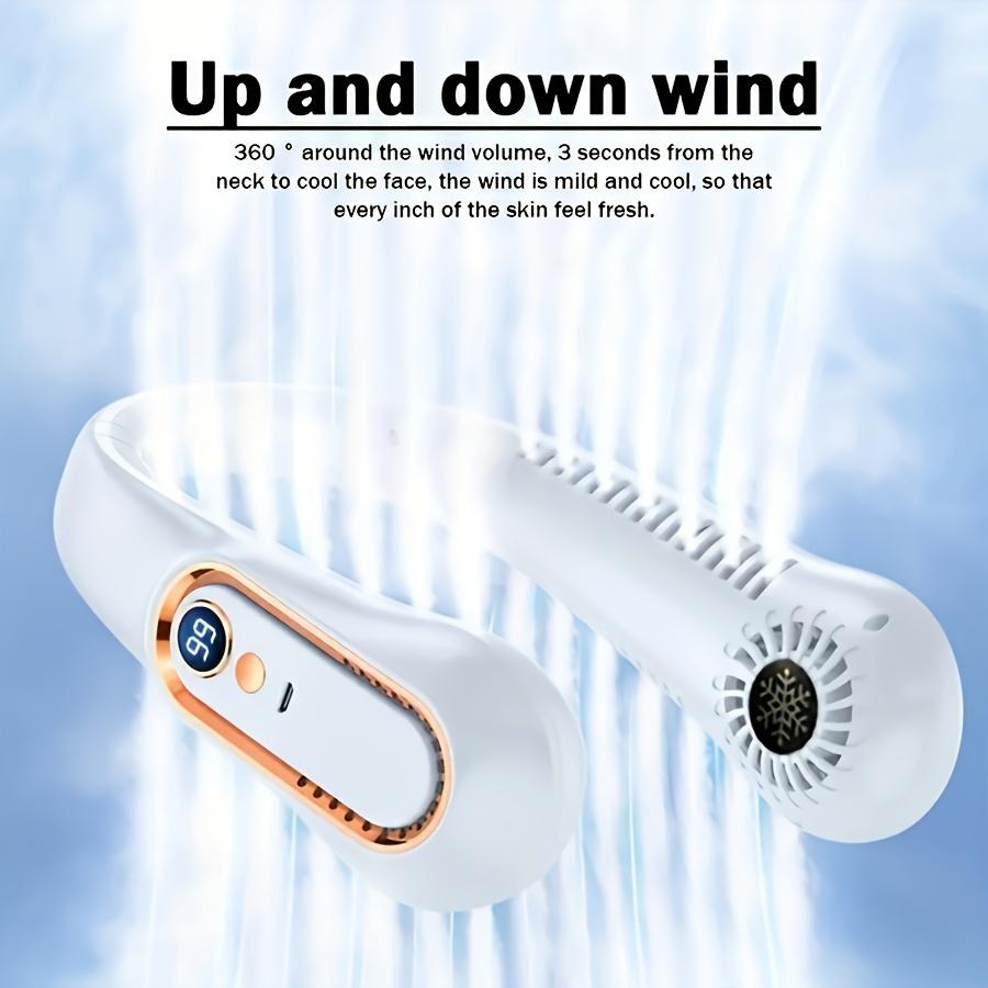 1pc, Mini Portable Bladeless Hanging Neck Fan, LED Light, Long-Lasting Cooling, 8H Battery Life, 7000mAh Rechargeable, Up and Down Double Ventilation