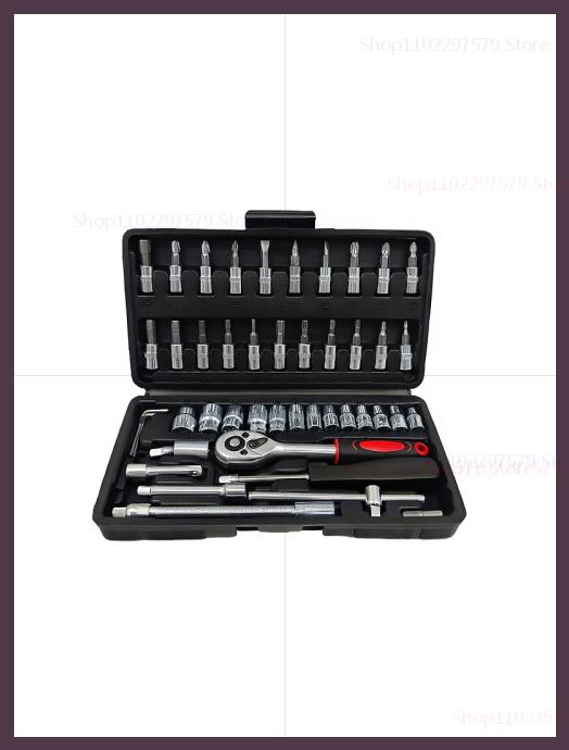 

Набор торцевых головок для мотоцикла 46 шт. Привод 1/4 дюйма Набор трещоточных ключей для ремонта автомобилей и велосипедов Инструменты для обслуживания автомобилей