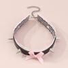 Lace Bowknot PU Pendant Short Necklace for Women Trend Cosplay Clavicle Choker Adjustable Collar Girls Party Jewelry