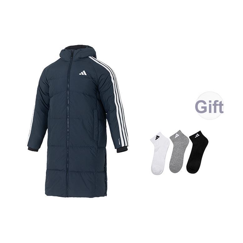 adidas 3S L Donsjack Lang Met Capuchon Sport Lange Mouw Donsjas Herenjas Blauw KC2499