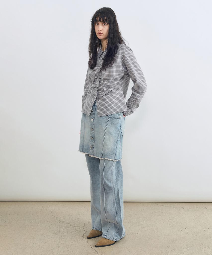 Insilence Woman Divide Denim Skirt Blue