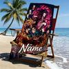 Serviette de plage personnalisée avec nom et motif Demon Slayer, pour Voyage Camping Fête à la plage Décoration de maison, Cadeau d'anniversaire pour la Famille & les Amis
