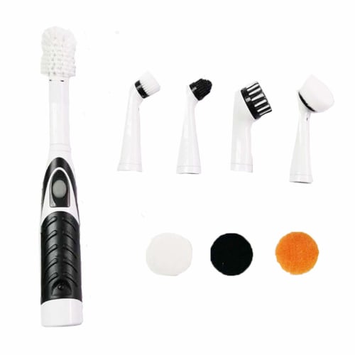 

Electric Cleaning Brush with 5 Multi-Function Brushes, Easy Assembly, Battery-Operated, Shoe Brush, Ideal for Cleaning Bathtubs, Kitchens, Windows, an