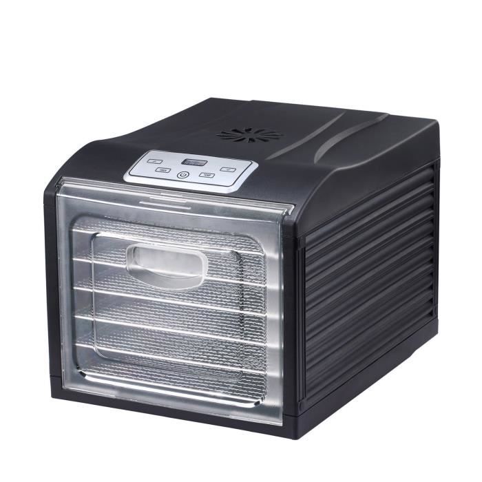 Déshydrateur D'aliments Biochef Arizona 6 Plateaux - Séchage Uniforme - Porte Transparente - Sans BPA - Noir