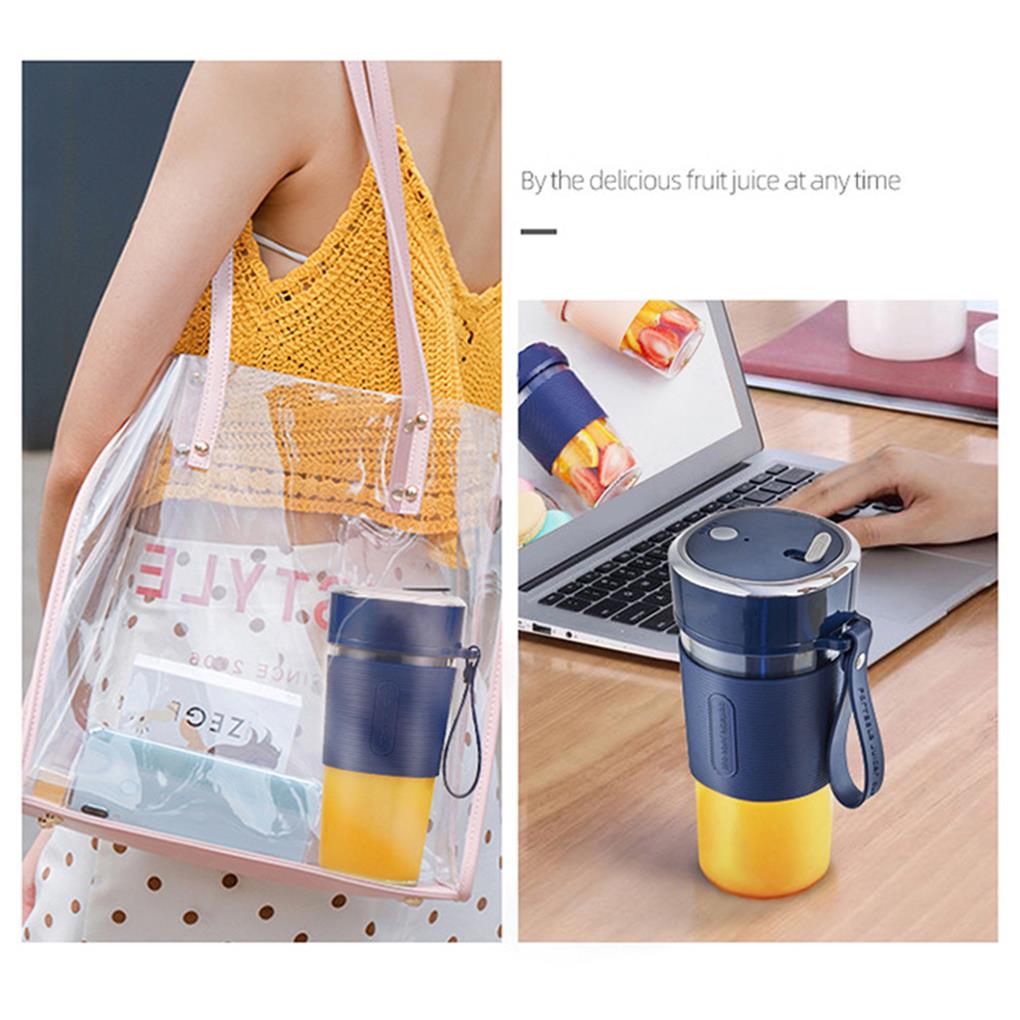 Electric Juicer Cup Handheld USB 1200mAh Battery Powered Washable Anti-corrosive Transparent 21000RPM Bottle with Lanyard