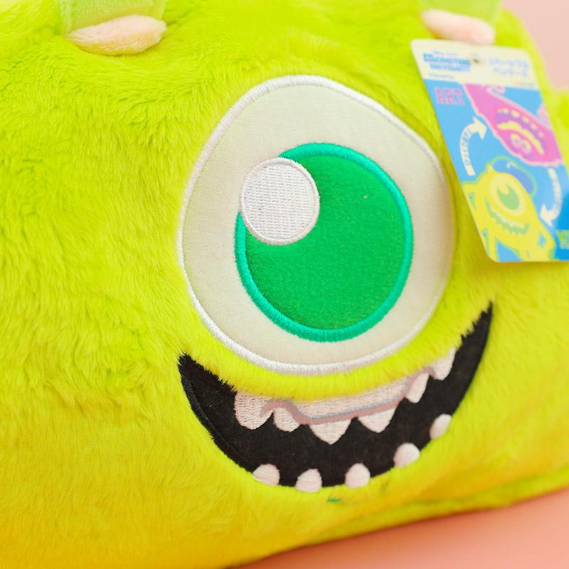 Kawaii Fluffy Stuffed Makeup Bag Mike Wazowski Toys Handback For Woman Green Cute Plush Cosmetic Portable Storage Bag For Girls