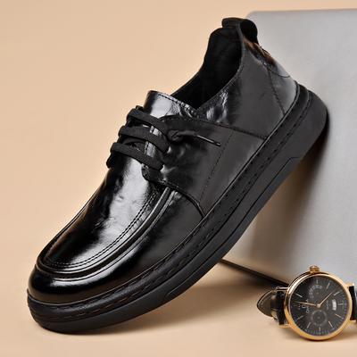 Brand British Style Gents Genuine Leather Handmade Dress Men's Shoes Round Toe Italian Casual Cow Leather Loafers Dress Shoes