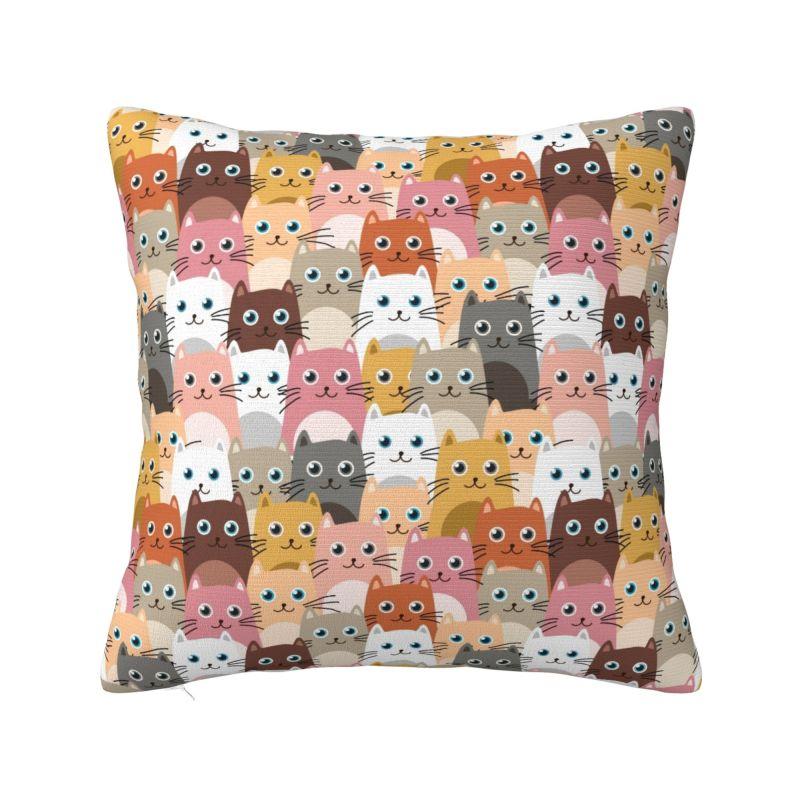 Colorful Cartoon Kitten Cat Throw Pillow Case Home Decorative Luxury Cushions Cover For Sofa Car Square Polyester Pillowcase
