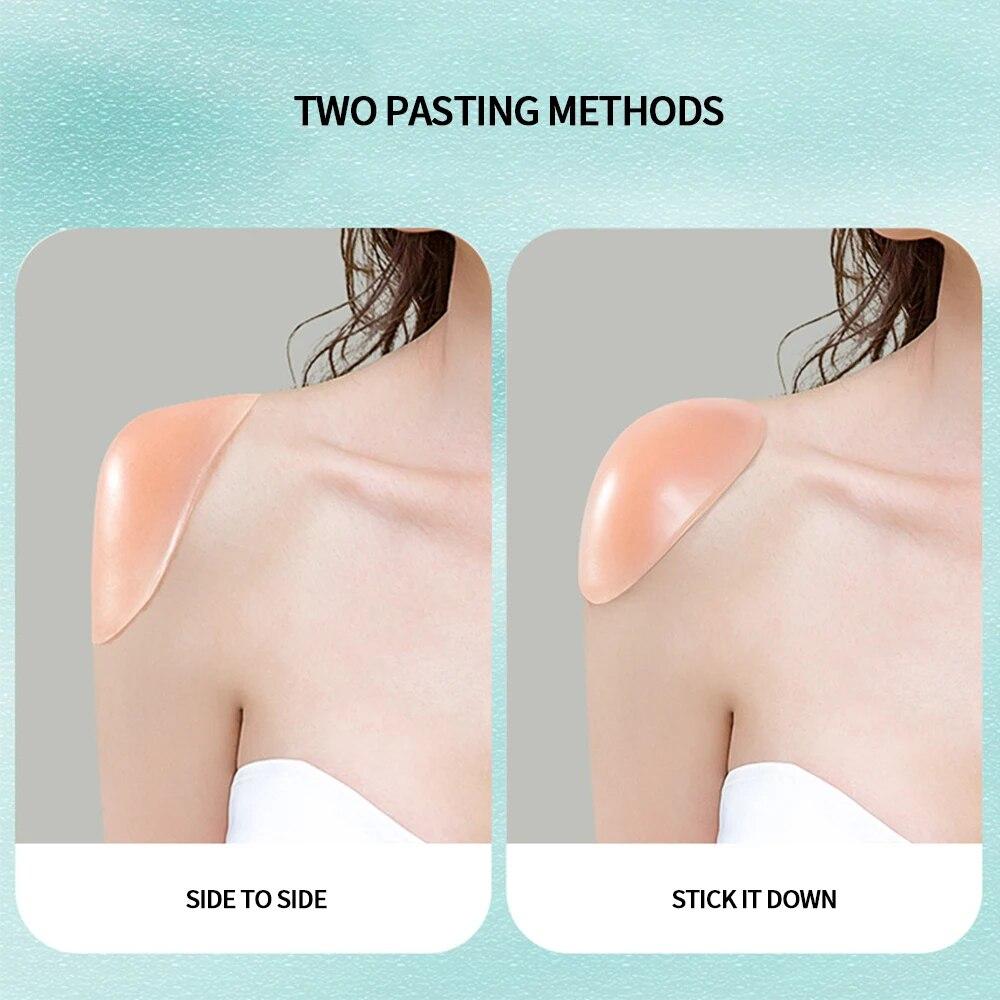 1 pereche de tampoane de umăr din silicon moale anti-alunecare Îmbunătățitor de umeri Îmbrăcăminte Perne push-up reutilizabile autoadezive Unisex