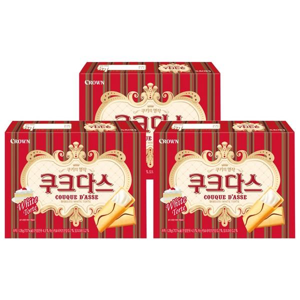 Crown Couque Dasse White Torte Cookie 128g x 3 Packs
