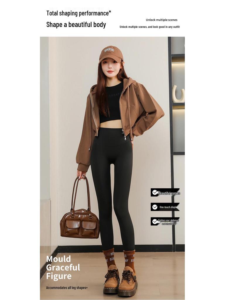 Damskie spodnie Shark z podszewką z polaru: 2024 Pogrubione Czarne Złoto Ciepłe Legginsy do Jogi na Jesień/Zimę