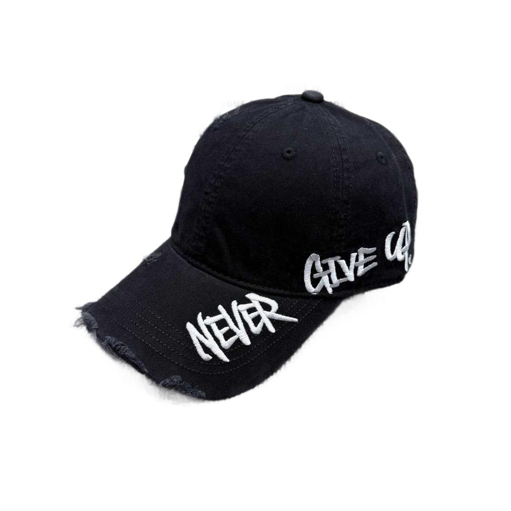 NEVER embroidered ripped baseball cap men's American retro old soft top cap street trend versatile hat