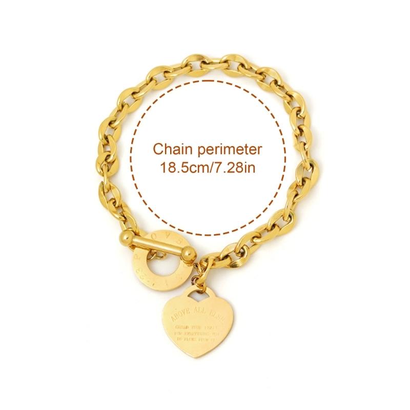 Elegant Heart Shaped Stainless Steel Bracelet With Secure OT Clasp Closure Creative Wrist Chain For Daily Wear