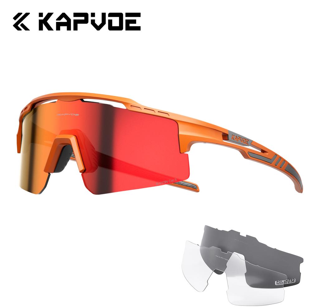 Kapvoe 3lens Sports Sunglasses Fashion Goggles Cycling Glasses MTB Riding Skating Sunglasses UV400 Man Woman Bike Eyewear