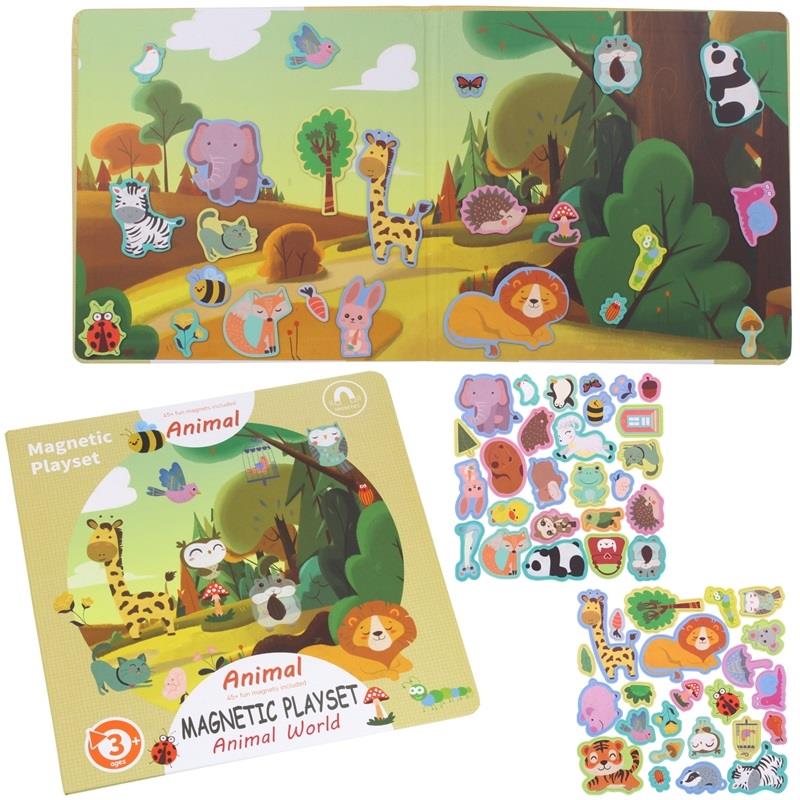 Układanka Magnetyczna Książeczka Puzzle Zwierzęta Zabawka Montessori 51 El