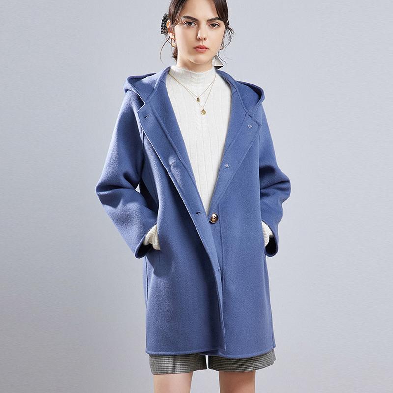 100 % Wolle Damen Wollmantel MODERN NEW SAGA Winter Warmer Wollmantel mit Kapuze Herbst Lässiger Wollmantel