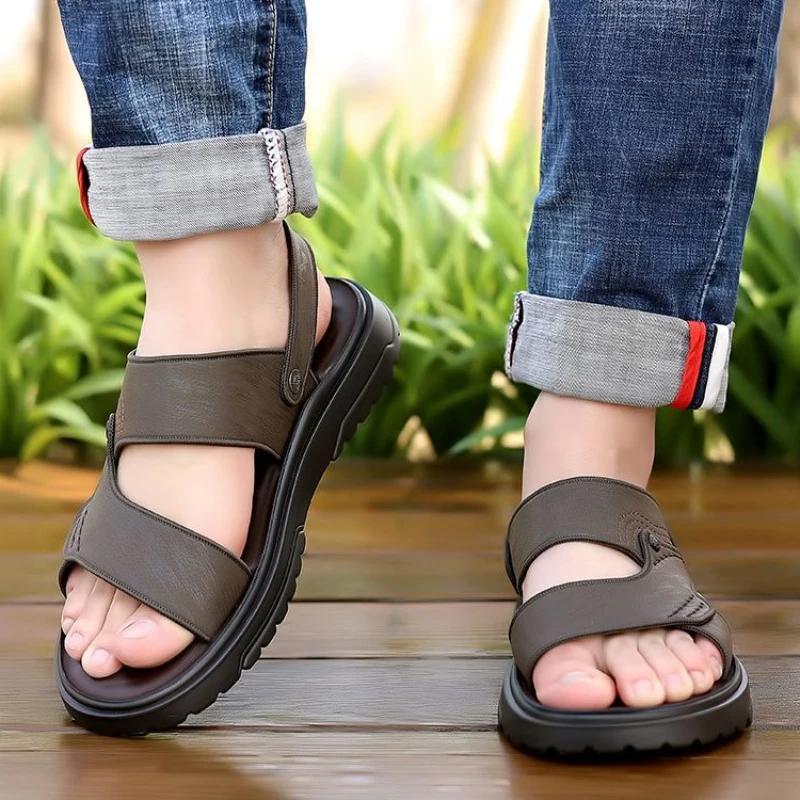 Fashion Non-slip Shoes for Men Breathable Man Sandals Daily Use Summer 2024 Sale Big Size Barefoot Cheap Clearance Korean Style V Color