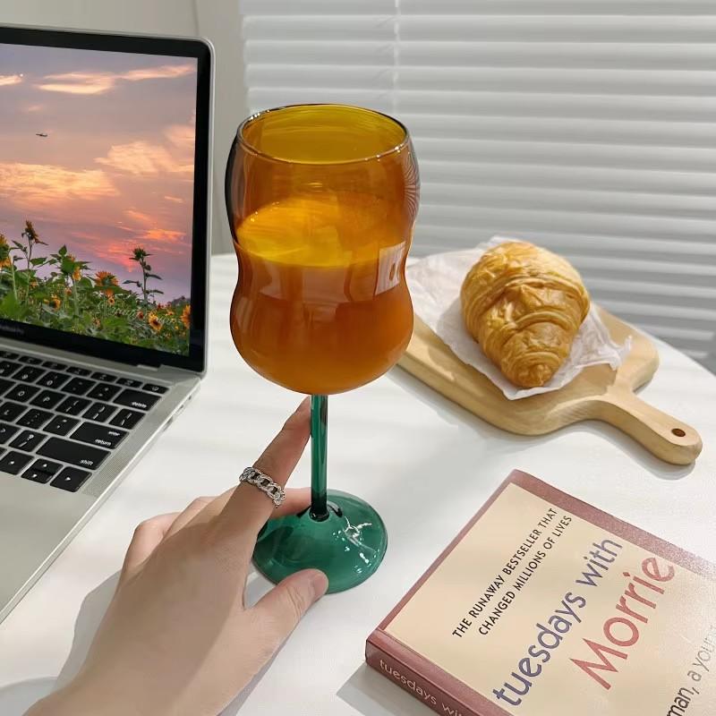 Multicolour Goblet Glass Cup Cocktai Coffee Champagne Wine Cups Whisky Milk Glasses Ice Cream Dessert Cup Home Party Stemware