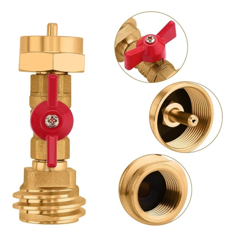 Quick Connect Adapter 1/4Inch Ball Valves Switches 20lb To 1lb Cylinders Converter for Camping Outdoor Cooking Equipment