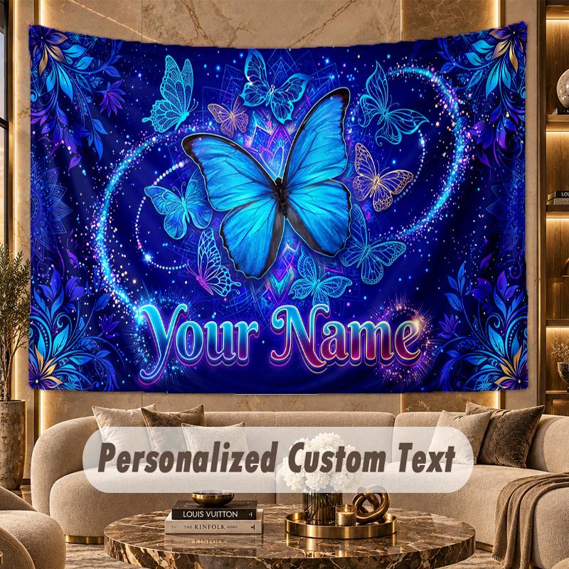 Schmetterling (14) Thema Personalisierte Wandteppich Benutzerdefinierter Name Text Wandbehang Tapisserie Haus Hintergrund Dekoration