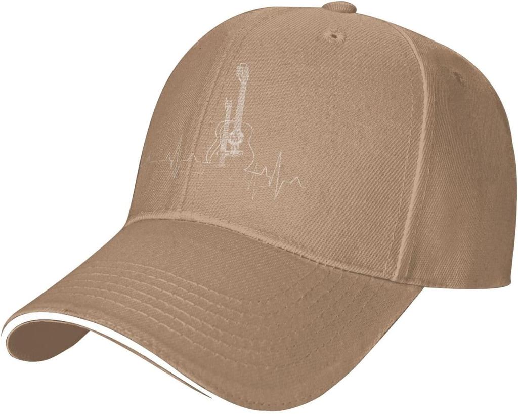 Acoustic Guitar Heartbeat EKG Baseball Cap Unisex Adjustable Polyester Music Lover Dad Hat