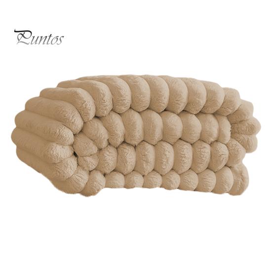 Plush Winter Throw Blanket Faux Rabbit Fur Cozy Fluffy Bubble Soft Warm Thick Furry for Couch Bed Living Room with Stitching