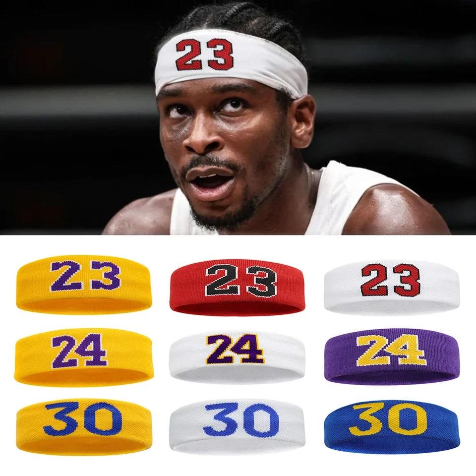 Baumwolle Sport Stirnband Nummer 24 Elastisches Schweißband Schutz Basketball Tennis Sport Erwachsene Kinder Fitnessstudio Fitness Schweiß Haarband