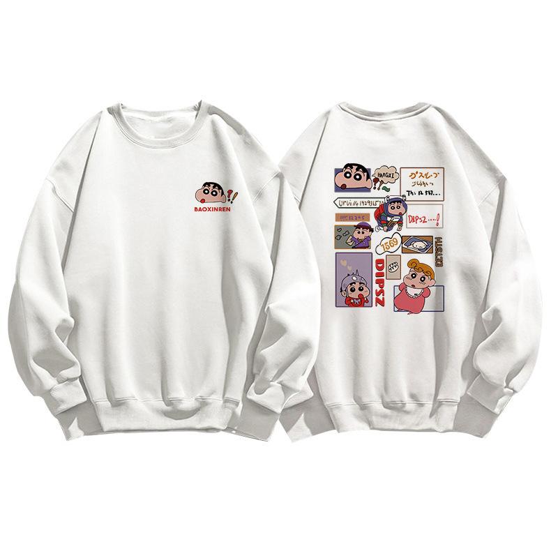 Trendy crayon small round neck loose sweater jacket women's autumn and winter velvet small pullover long-sleeved