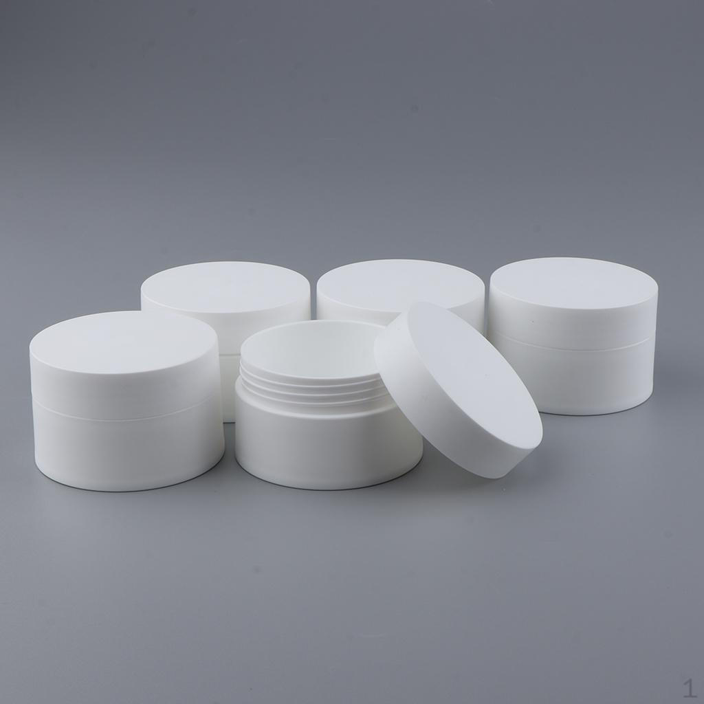 

5 Count White Jars Empty Cosmetic Containers 50g