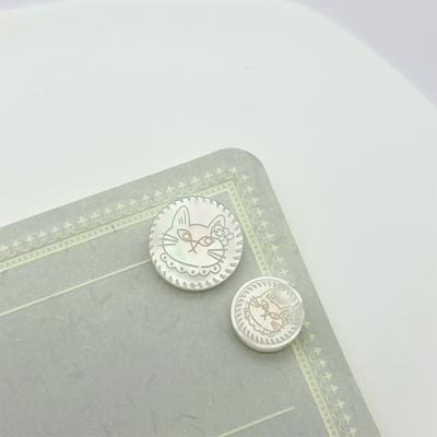 10pcs Lovely Kitten Buttons 11.5/15mm Round White Shell Shank Buttons Woman's Clothing Buttons