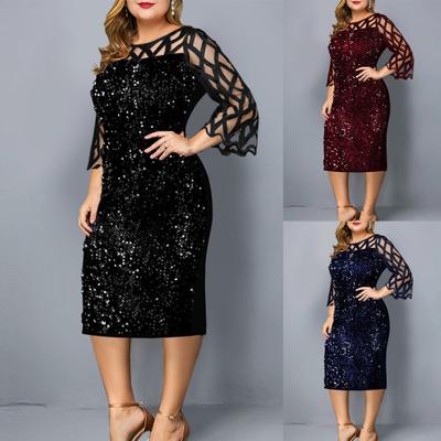 Fashion Shiny Party Dress Patchwork Cekinowa suknia wieczorowa na bankiet