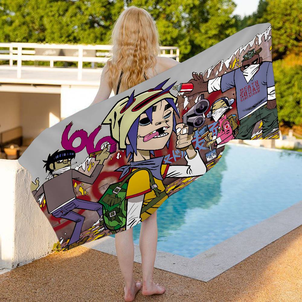 Virtual Band G-gorillaz Anime Beach Swimming Towel Soft Absorbent Washcloth Children's Gifts For Kids Travel Camping Gym