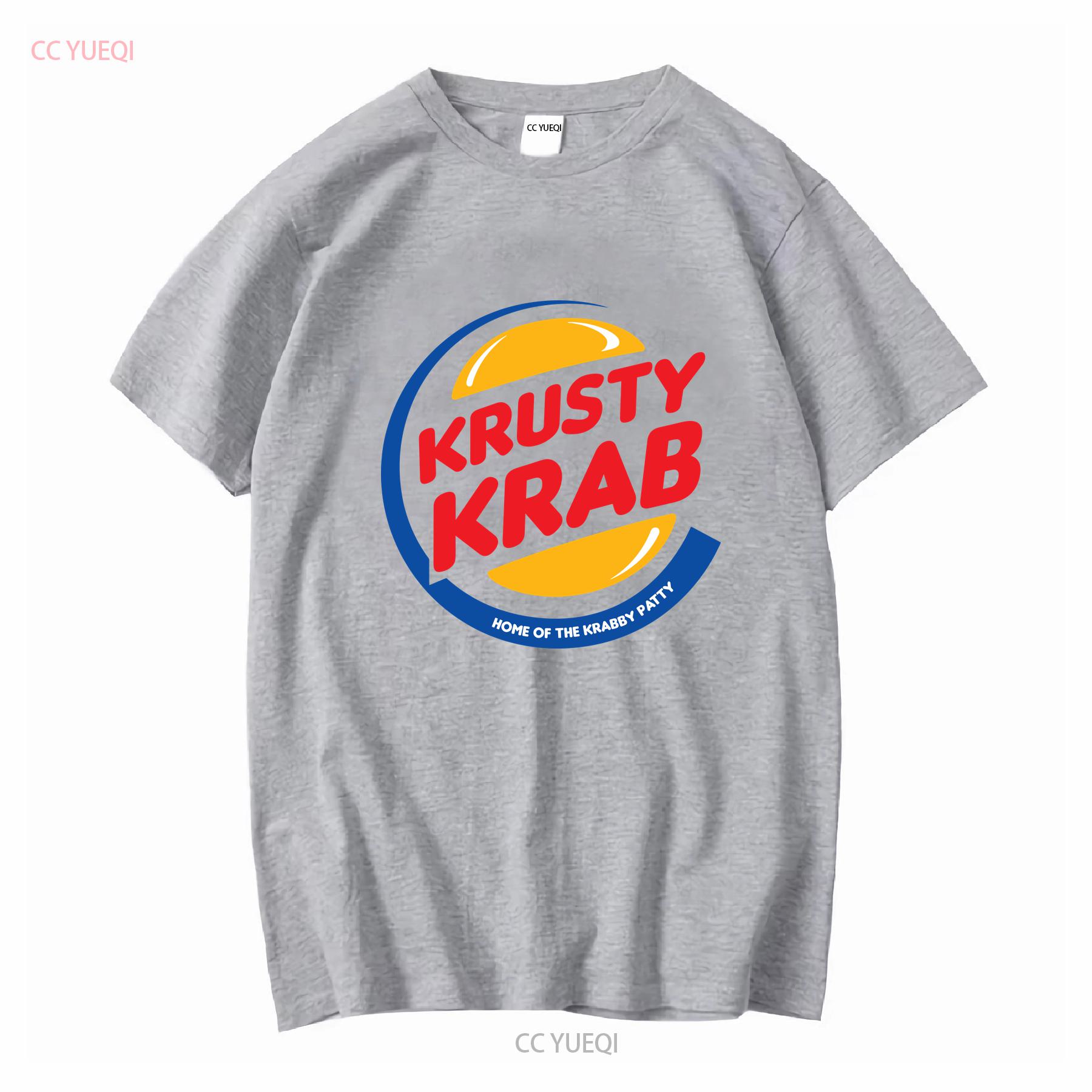 Sponge Krusty Krab bob T Shirt Funny Krabby Patty Burger King Parody long or short sleeves vintage Washed homme Stretched S
