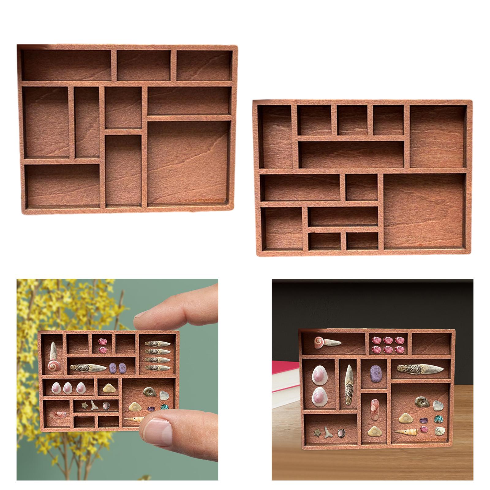 

Miniature Trinket Shelf Wood Jewelry Organizer Collectibles Holder Collectible Stone Stand Portable Wooden Mini Jewelry Holder Style B