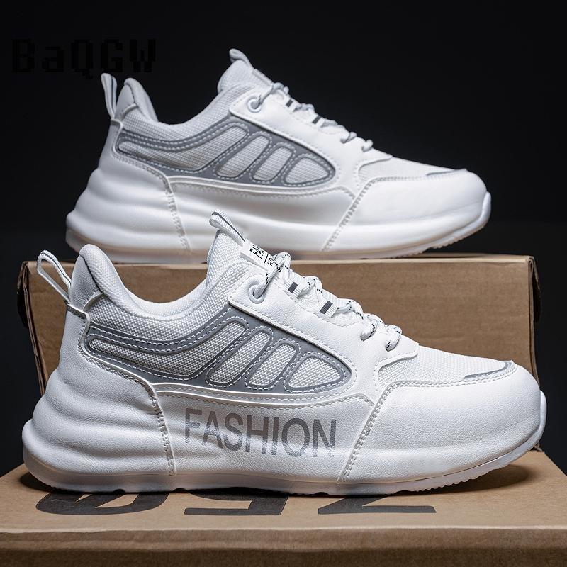 Letter Print Chunky Sneakers Casual Leather Mesh Breathable Upper Increased Internal Cover Bottom Platform Fashion Running Shoes