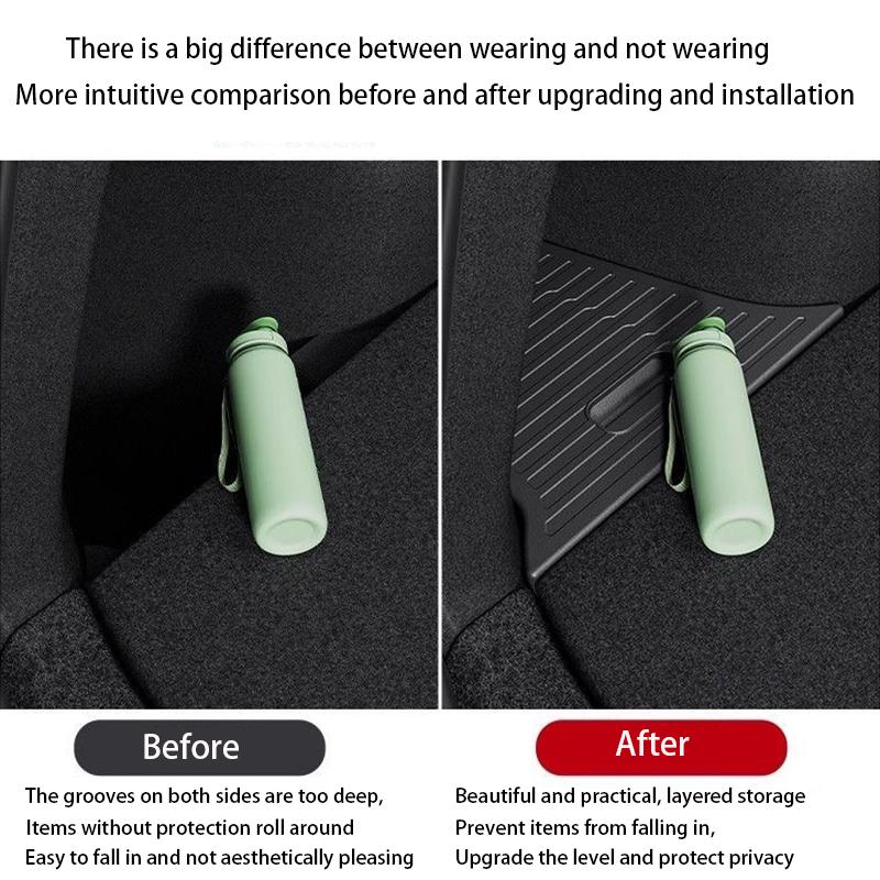 For Tesla Model Y Juniper 2025 TPE Rear Trunk Left Right Side Storage Box Tail Boot Organizer Partition Decoration Accessories