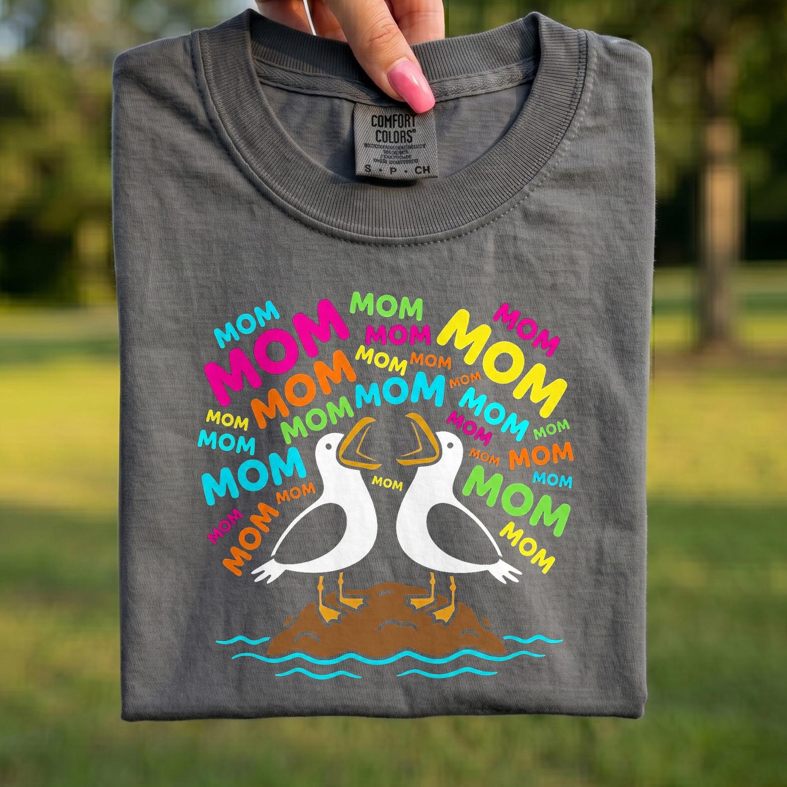 Comfort Colors® - Funny Mom Seagull Shirt, Mom Mom Mom T-Shirt, Hilarious Mother s Day Gift, Sarcastic Mom Life Tee, Cute Bird Mom Gift S