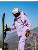 Unisex Winter Waterproof Rabbit Ear Ski Suit: Silver Fox Fleece One-Piece Plus Size Windproof Jacket