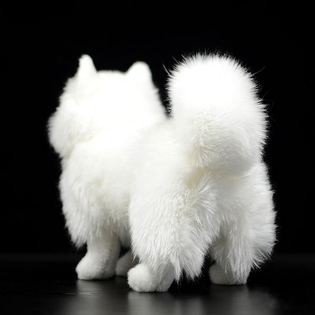 Simulation Samoyed Plush Toy Realistic 12 Inch Standing White Samoyed Pet Dog Stuffed Toy Cute Dog Puppy Model Toy Unique Stuffed Animal Gift