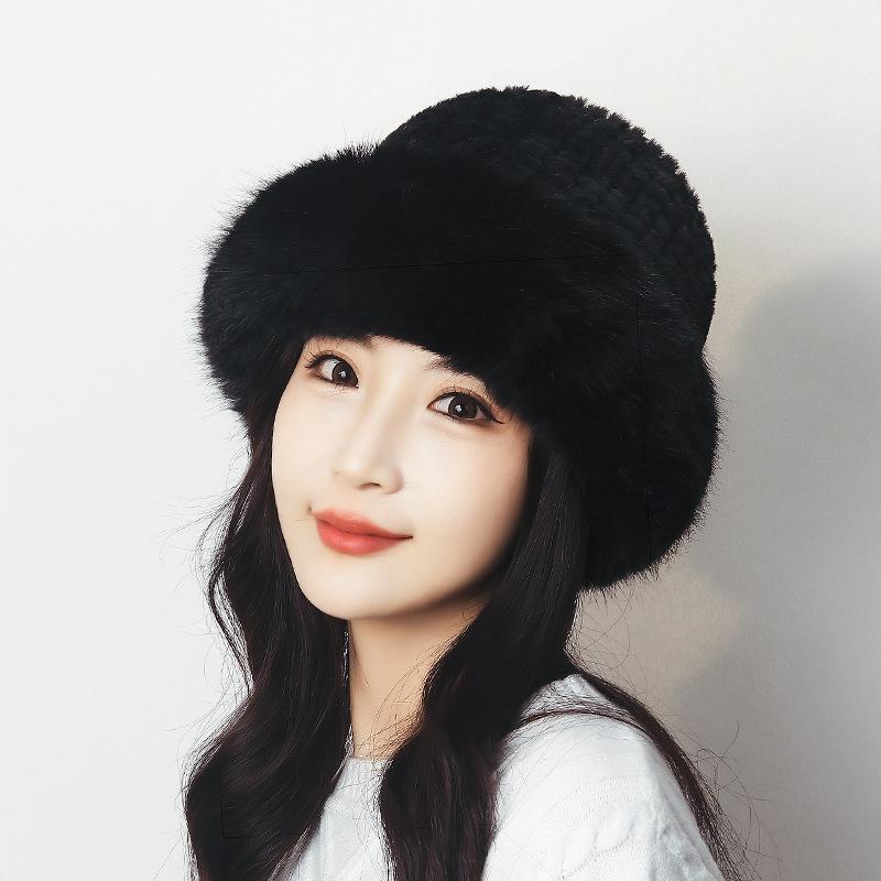 

NORTHWOOD Female Winter Cute Hairy Pot Hat Warmth Hairy Fisherman s Hat Small Hairy Hair Plush Mongolian Hat one size чёрный