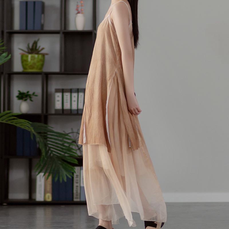 2025 Summer Irregular Hem Spray Paint Strappy Dress for Travel Photography