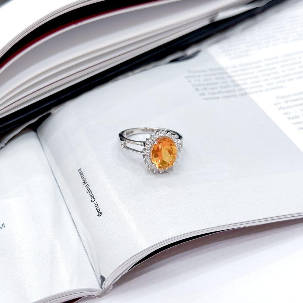 Silver Ring with Natural Golden Quartz 2.937ct, Cubic Zirconia, Product Weight 3.68 G (2163350)