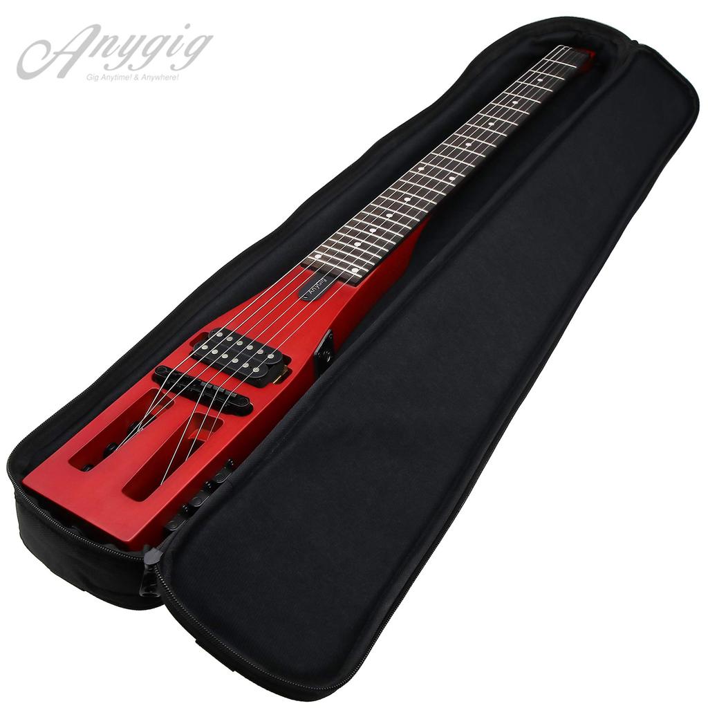 Anygig Portable Travel Electric Guitar, 82cm, 1.6kg, Cherry, 25.5" Full-Scale, Right-Handed, with Gig Bag