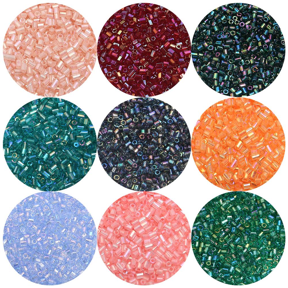 2mm Czech Glass Seed Beads Transparent Colorful Tubular Loose Rice Beads DIY Craft Bracelets Earrings Jewelry Gift Accessories