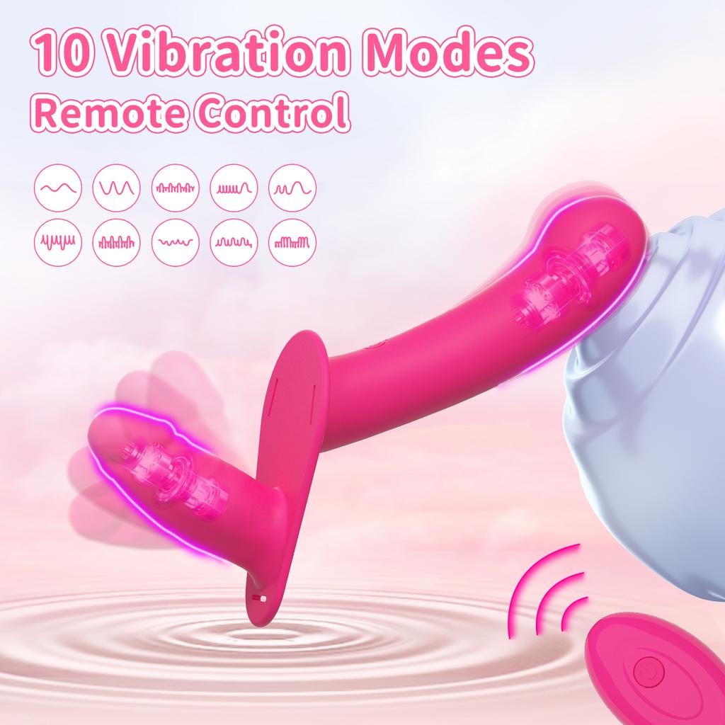 Adjustable Wearable Double Head Dildo 10 Vibrating Remote Control Wearable Vibrator Lesbian Sex Toys Couples Adult Toys Dildo Strap-Ons