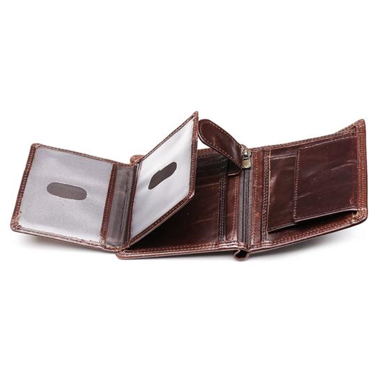 Men Short Faux Leather Wallet Large Capacity Bi-fold Wallet with Zipper Pocket Cash Coin Card Holder Folding Front Pocket Business Wallet
