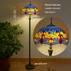 Retro Nordic Style Tiffany Floor Lamp - Colored Glass Light for Living Room, Bedroom, or Study.