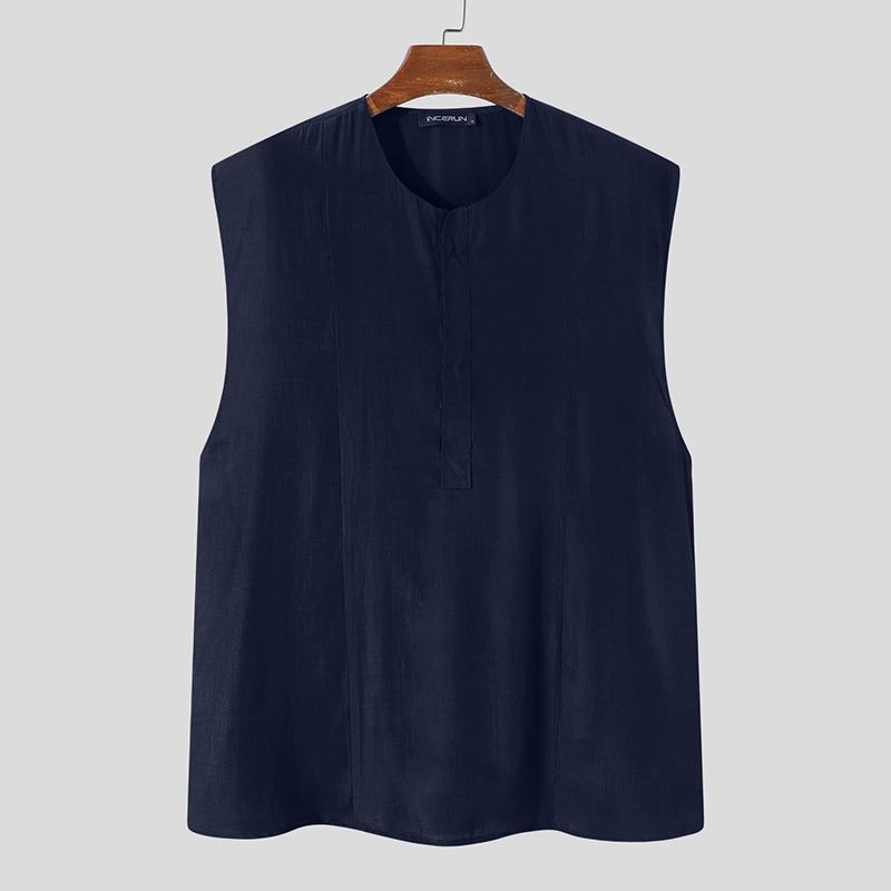 INCERUN Summer Mens Sleeveless Solid Color Tank Tops
